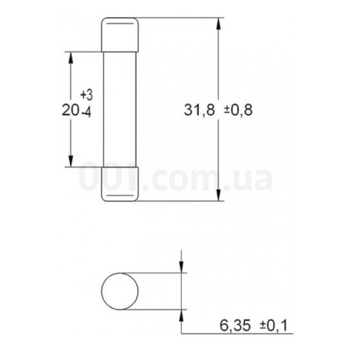 Плавкая вставка цилиндрическая CH 6,3×32 F 20A 250В (упаковка = 10 шт.), ETI 98_98.jpg - фото 2