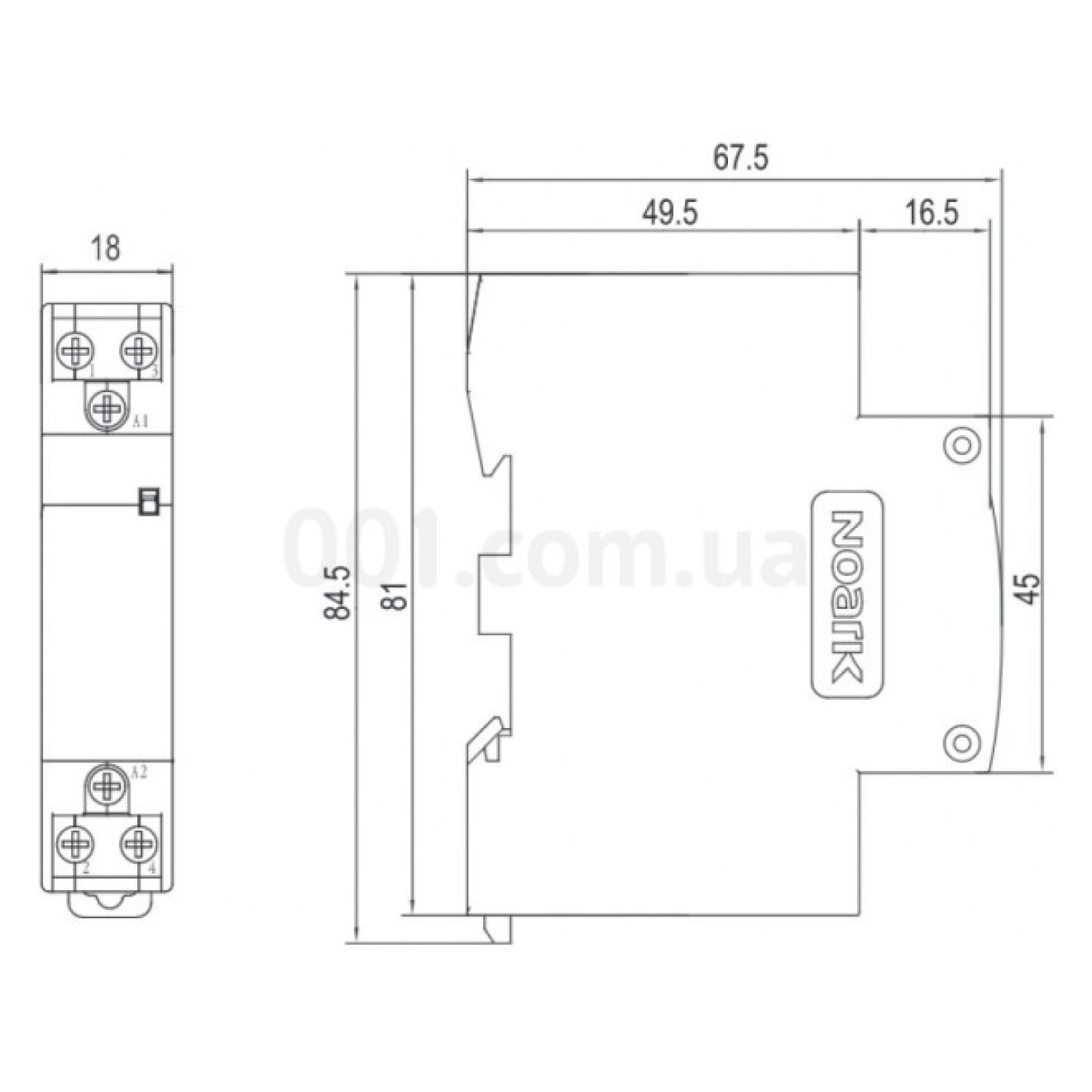 Контактор модульный Ex9CH20 02 20А 220/230V 2НЗ, NOARK 98_98.jpg - фото 3