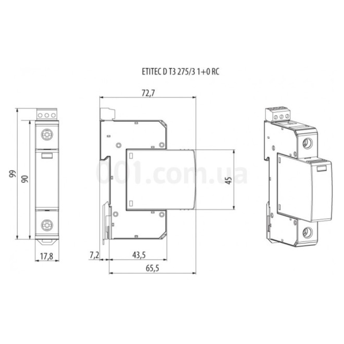 Обмежувач перенапруги ETITEC D T3 275/3 (1+0) 1P, ETI 98_98.jpg - фото 2