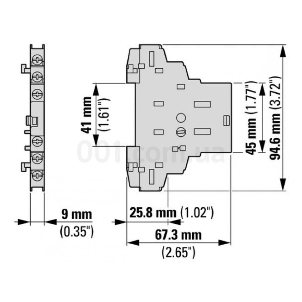 Блок дополнительных контактов NHI12-PKZ0 боковой 1НО+2НЗ для PKZM, Eaton 98_98.jpg - фото 3