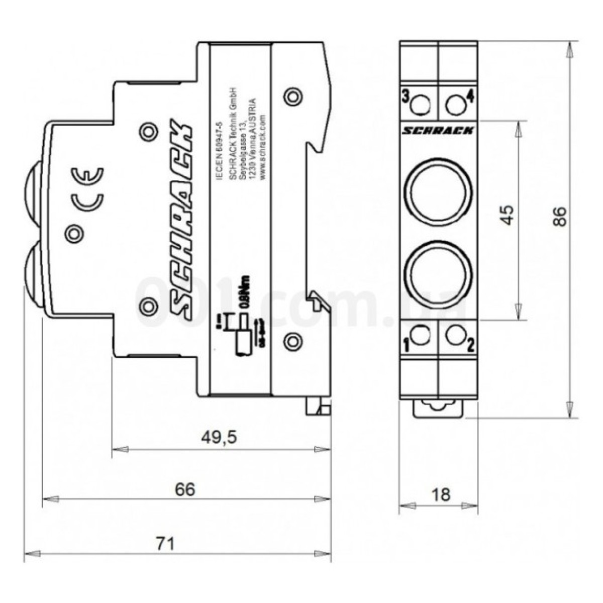 Индикатор модульный LED красный/зеленый 230В AC, Schrack Technik 98_98.jpg - фото 2