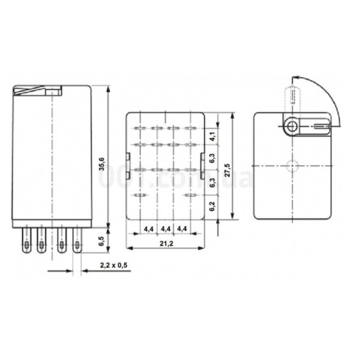 Реле миниатюрное 4CO 6А 24В DC защитный диод красный LED, Schrack Technik 98_98.jpg - фото 2