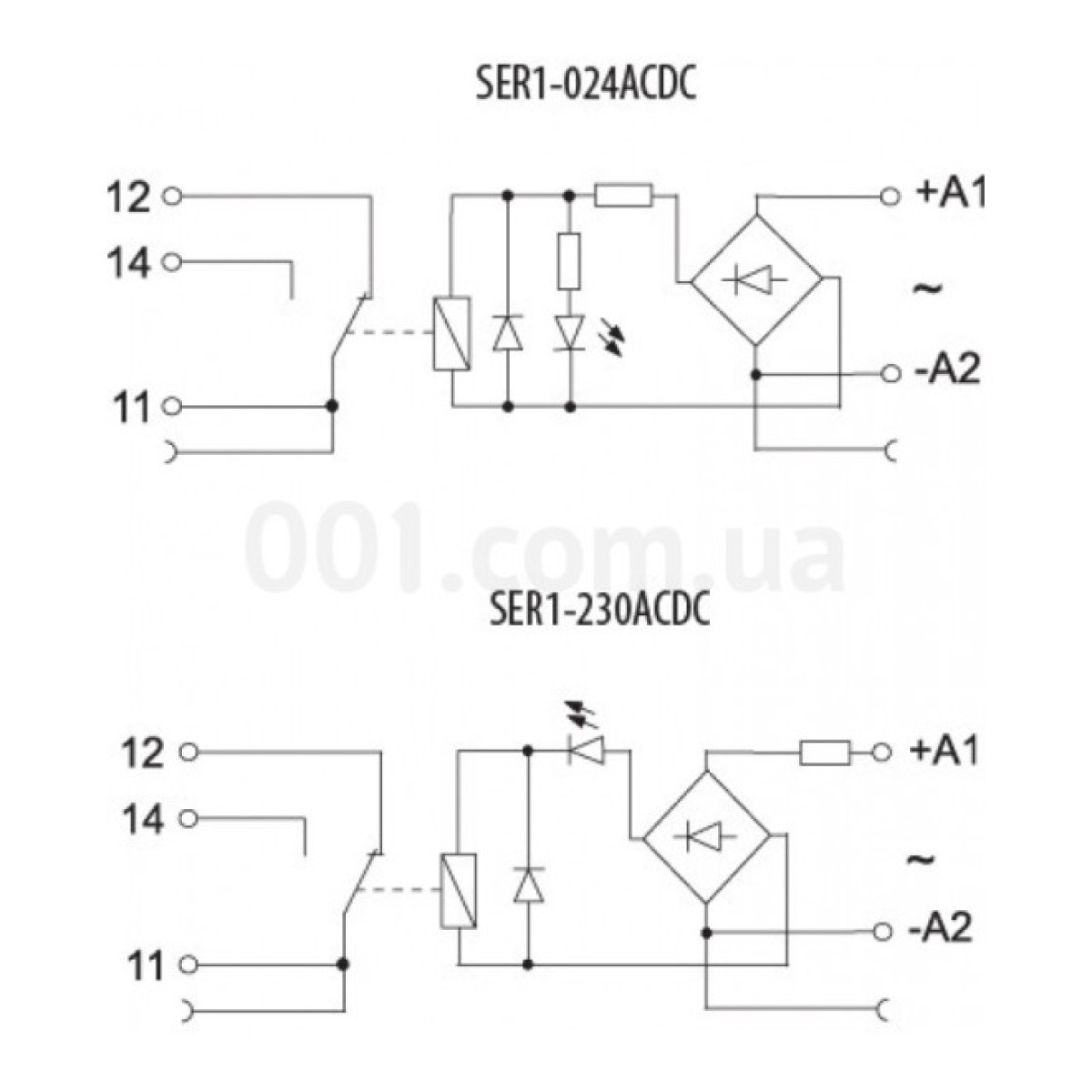 Реле интерфейсное SER1-024 ACDC (электромеханическое, 1CO, 6A AC1, 250V AC), ETI 98_98.jpg - фото 2