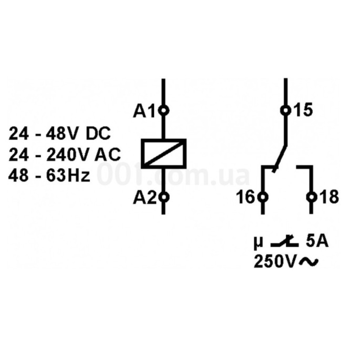 Реле часу AMPARO затримка вмикання 24В AC/DC + 230В AC 1CO 5А, Schrack Technik 98_98.jpg - фото 2