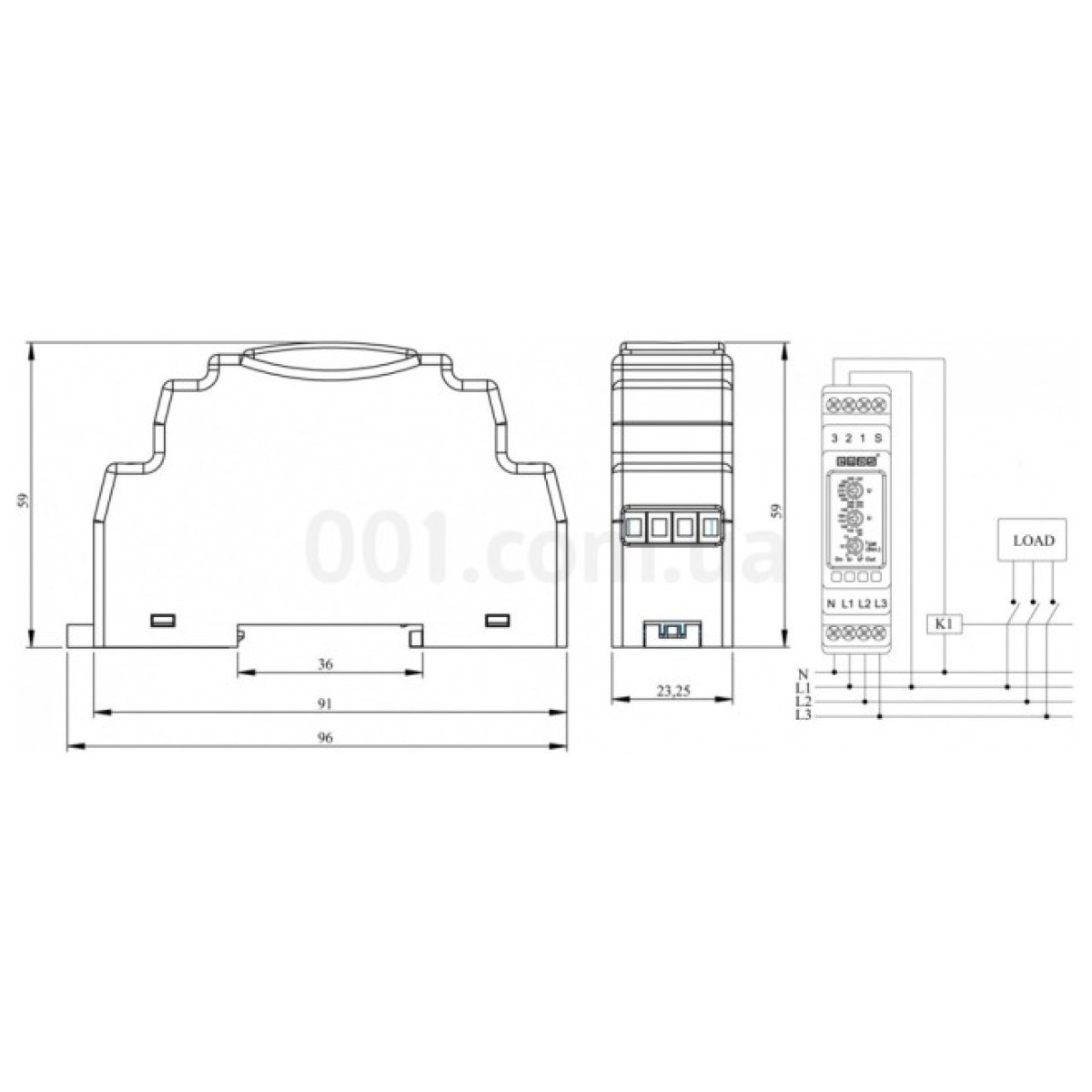 Реле напруги трифазне на DIN-рейку 150-300В AC 0.1-20с, EMAS 98_98.jpg - фото 2