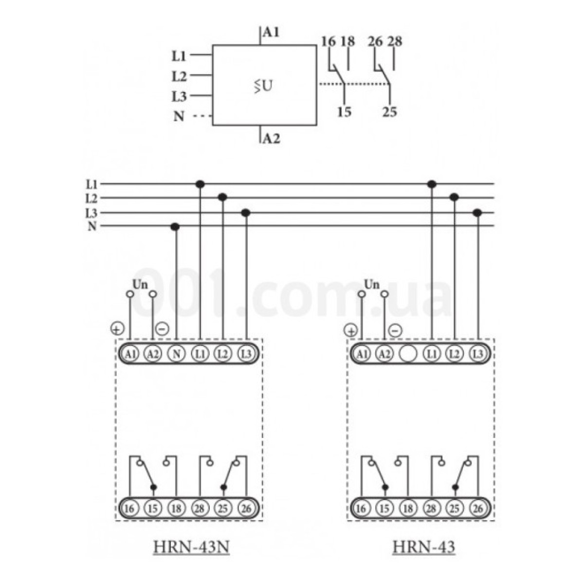 Реле контроля напряжения HRN-43N 3-фазное с нейтралью 2×16A 230В AC, ETI 98_98.jpg - фото 3