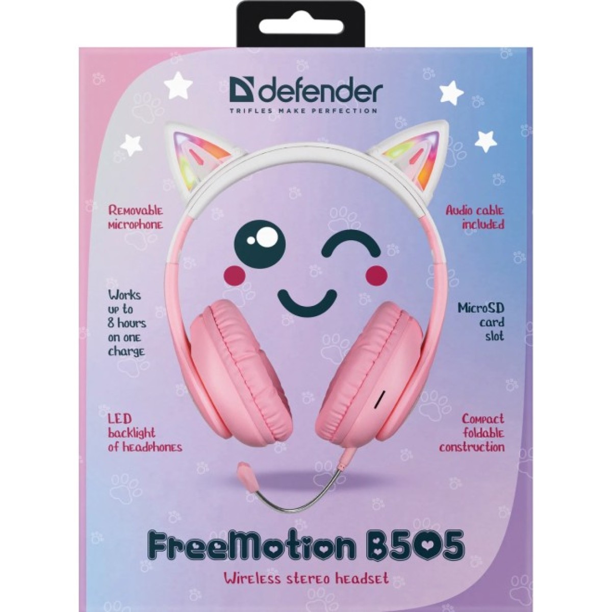 Наушники Defender FreeMotion B505 Bluetooth LED Pink (63505) 98_98.jpg - фото 3