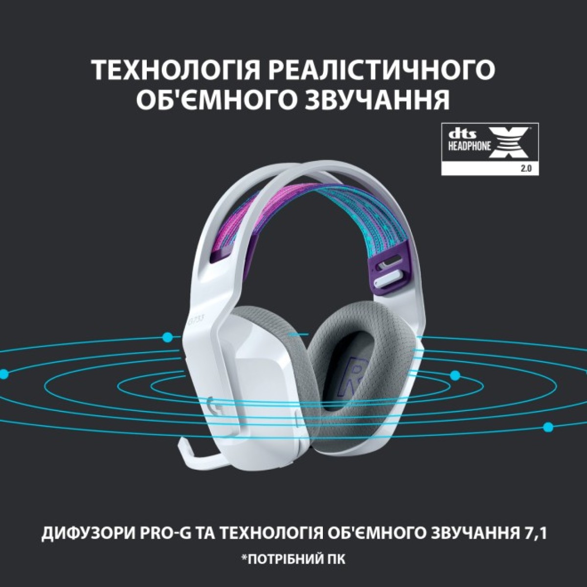 Навушники Logitech G733 Lightspeed Wireless RGB Gaming Headset White (981-000883) 98_98.jpg - фото 8