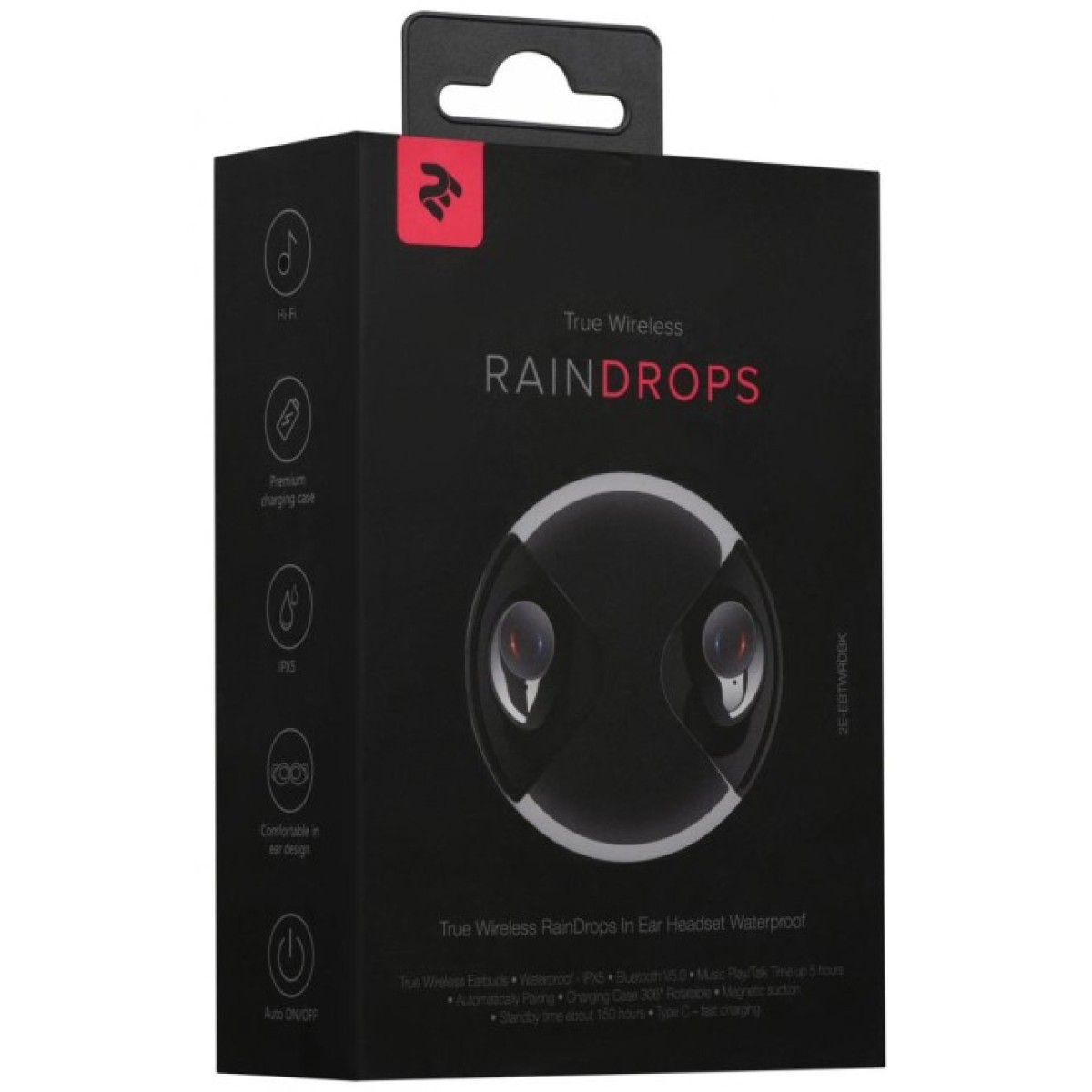 Навушники 2E RainDrops True Wireless Waterproof Mic Black (2E-EBTWRDBK) 98_98.jpg - фото 4