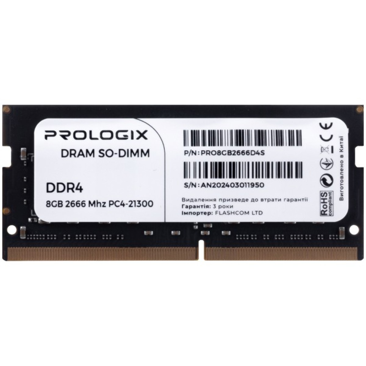 Модуль пам'яті для ноутбука SoDIMM DDR4 8GB 2666 MHz Prologix (PRO8GB2666D4S) 98_98.jpg - фото 1