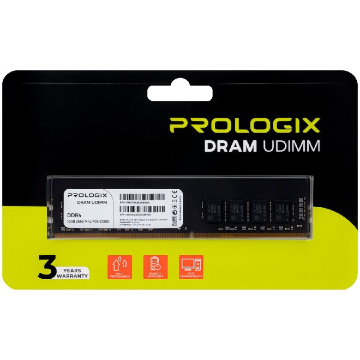 Модуль памяти для компьютера DDR4 16GB 2666 MHz Prologix (PRO16GB2666D4) 98_98.jpg - фото 4