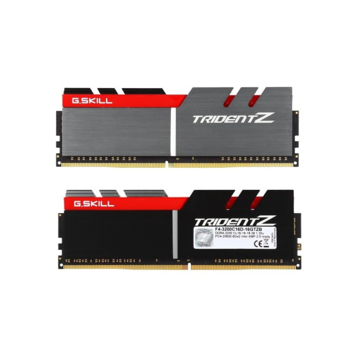 Модуль пам'яті для комп'ютера DDR4 16GB (2x8GB) 3200 MHz Trident Z Silver H/ Red G.Skill (F4-3200C16D-16GTZB) 98_98.jpg - фото 3