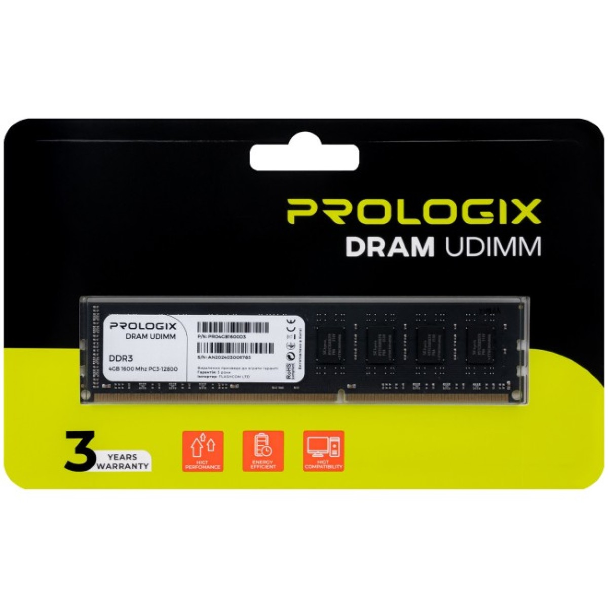 Модуль памяти для компьютера DDR3 4GB 1600 MHz Prologix (PRO4GB1600D3) 98_98.jpg - фото 3