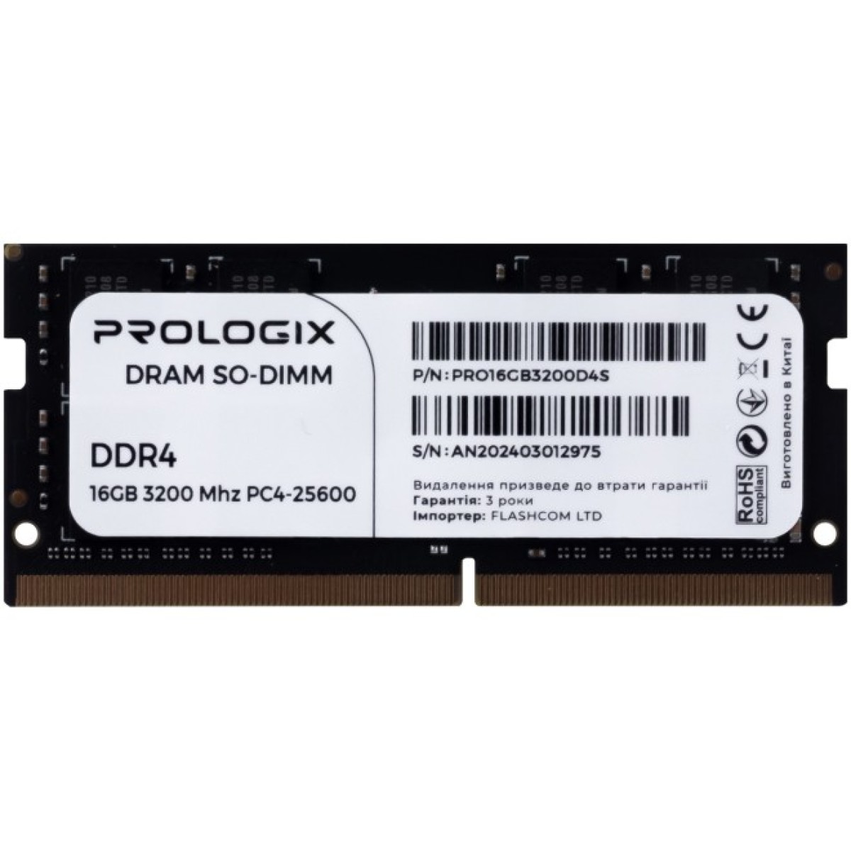 Модуль пам'яті для ноутбука SoDIMM DDR4 16GB 3200 MHz Prologix (PRO16GB3200D4S) 256_256.jpg