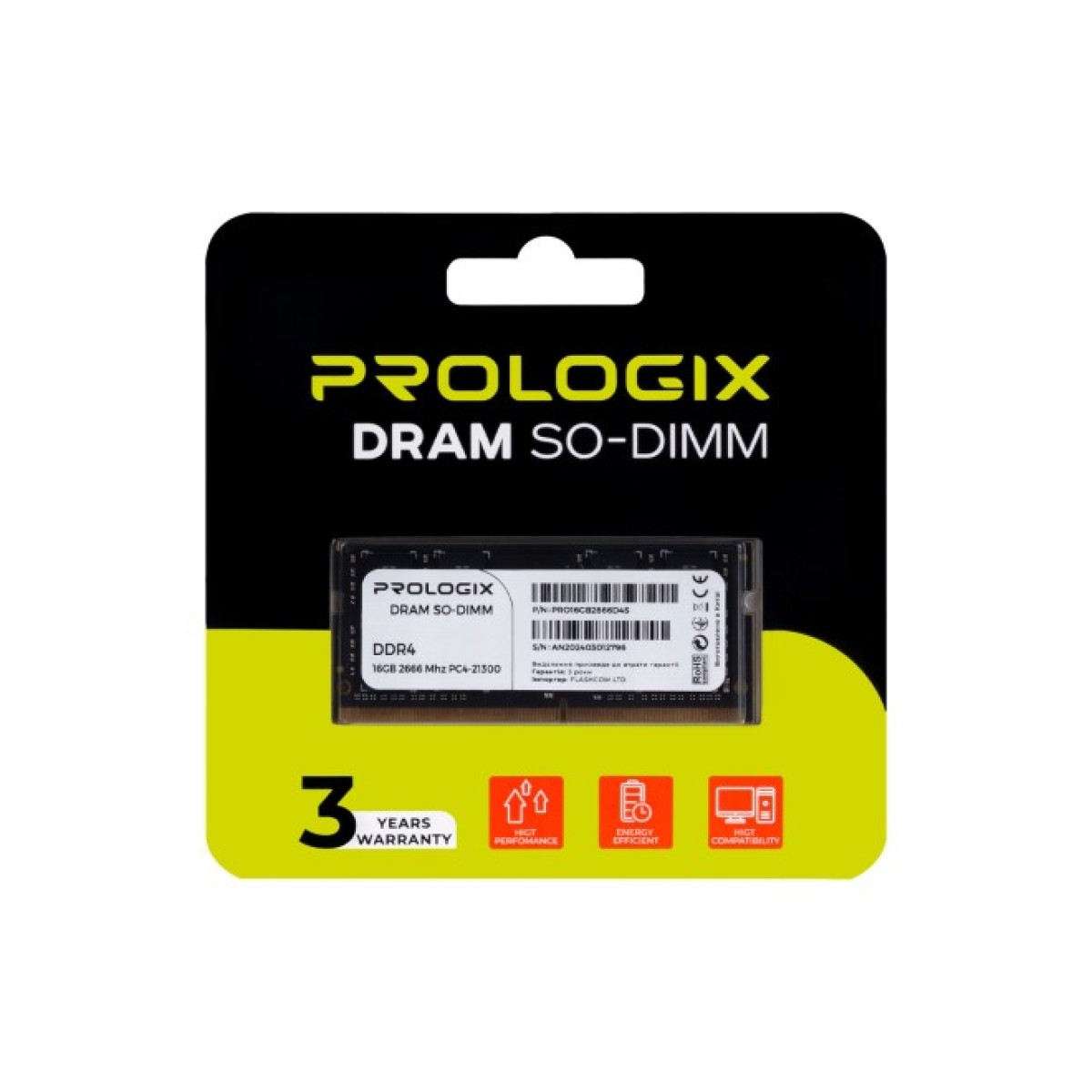 Модуль пам'яті для ноутбука SoDIMM DDR4 16GB 2666 MHz Prologix (PRO16GB2666D4S) 98_98.jpg - фото 4