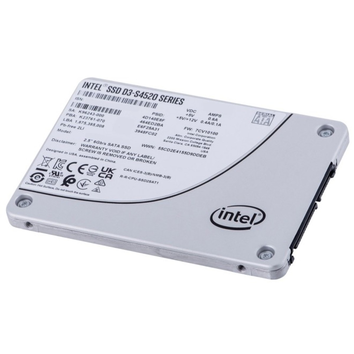 Накопичувач SSD 2.5" 7.68TB D3-S4520 INTEL (SSDSC2KB076TZ01) 98_98.jpg - фото 3