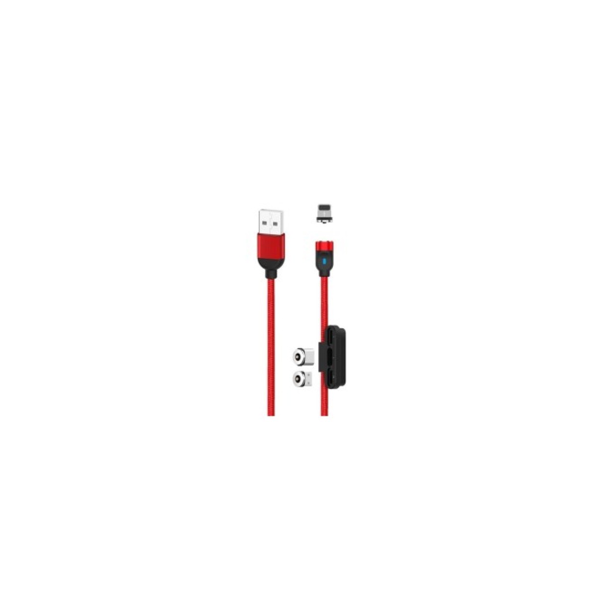 Дата кабель USB 2.0 AM to Lightning + Micro 5P + Type-C NB128 Magnetic Red XO (XO-NB128-RD) 256_256.jpg
