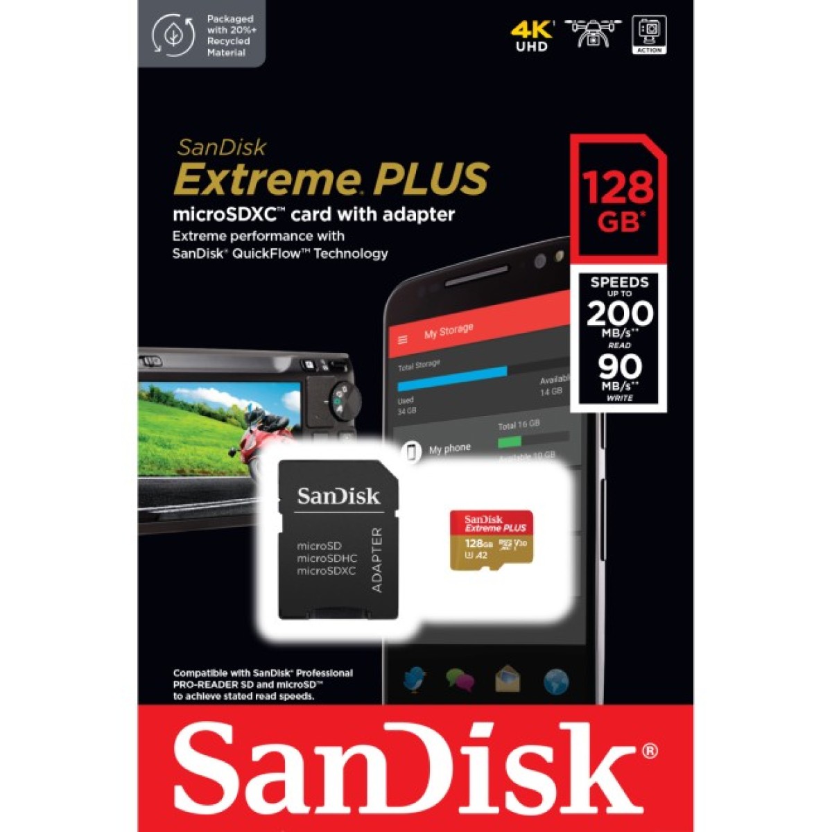 Карта пам'яті SanDisk 128GB microSD class 10 V30 Extreme PLUS (SDSQXBD-128G-GN6MA) 98_98.jpg - фото 2