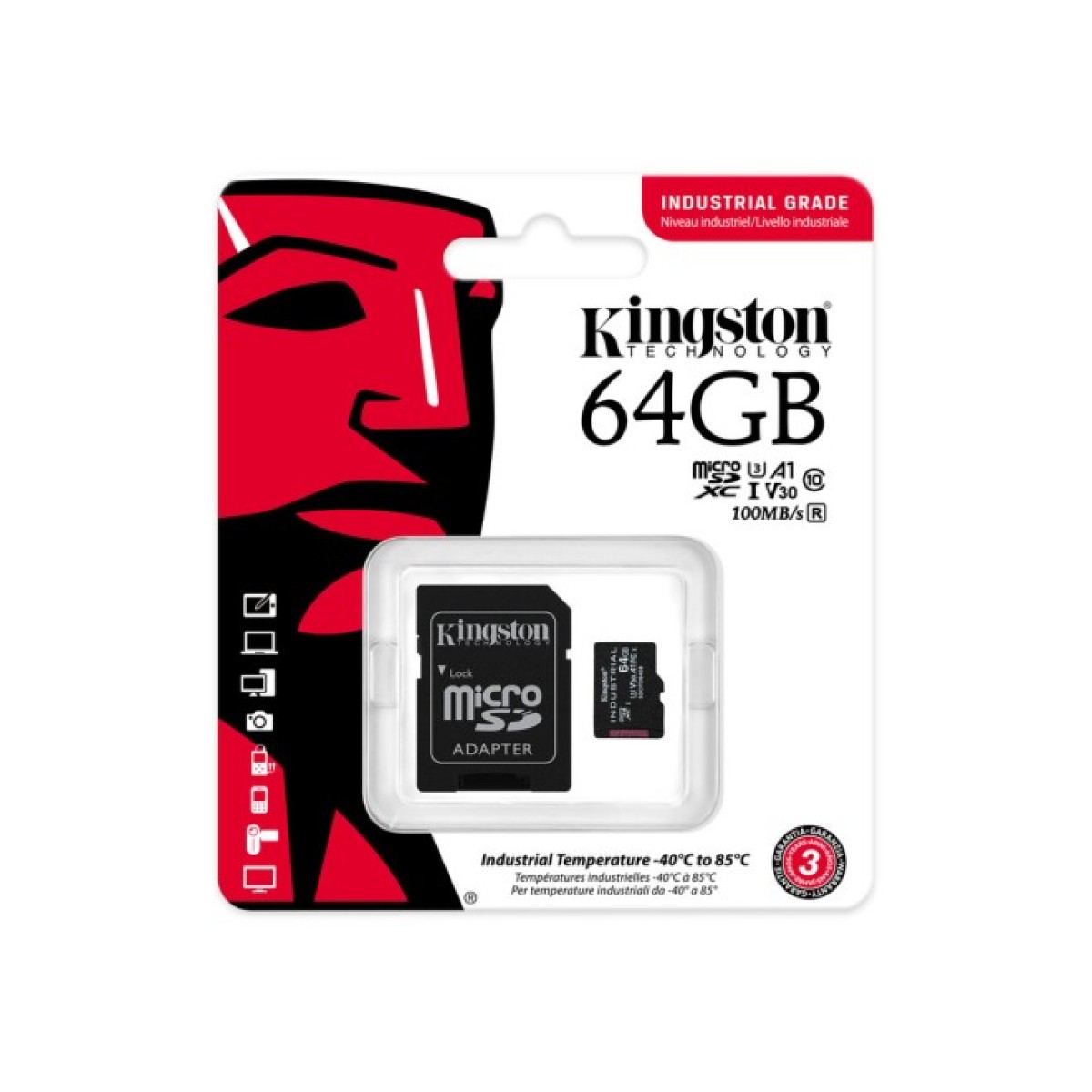 Карта пам'яті Kingston 64GB microSDXC class 10 UHS-I V30 A1 (SDCIT2/64GB) 98_98.jpg - фото 3