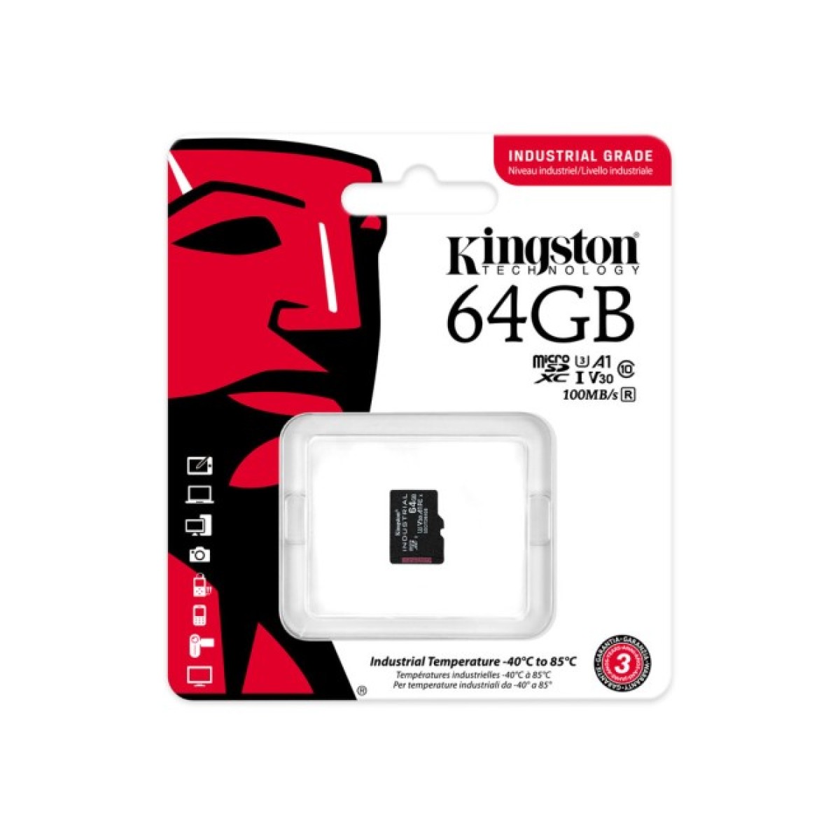 Карта пам'яті Kingston 64GB microSDXC class 10 UHS-I V30 A1 (SDCIT2/64GBSP) 98_98.jpg - фото 2