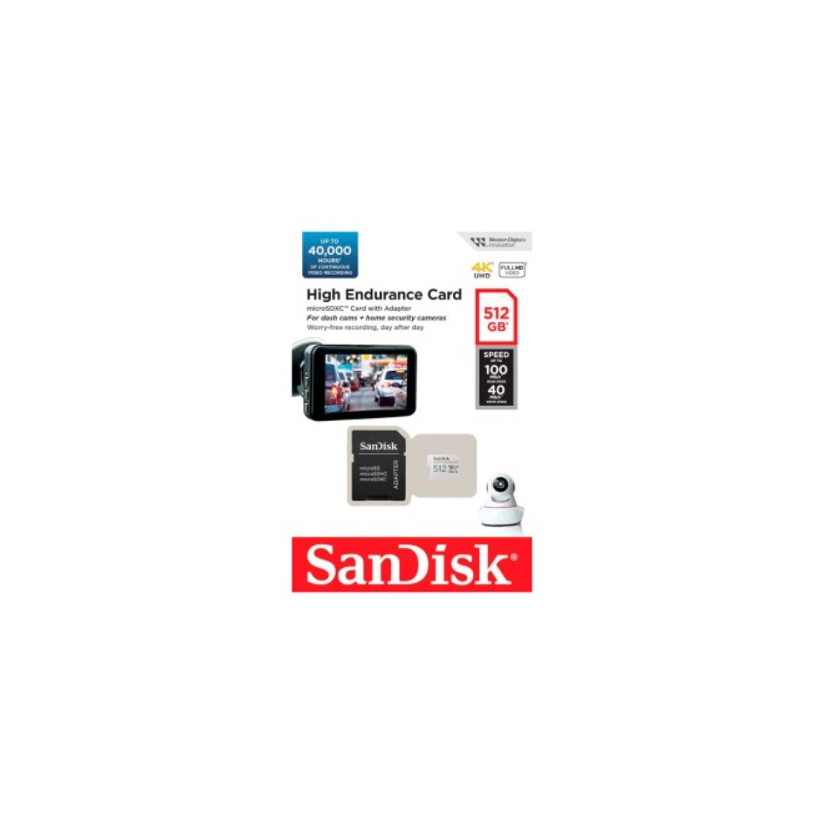 Карта пам'яті SanDisk 512GB microSDXC High Endurance UHS-I U3 V30 + SD adapter (SDSQQNR-512G-GN6IA) 98_98.jpg - фото 3