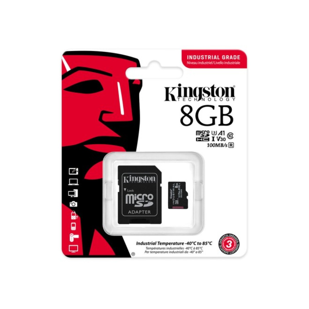 Карта пам'яті Kingston 8GB microSDHC class 10 UHS-I V30 A1 (SDCIT2/8GB) 98_98.jpg - фото 4