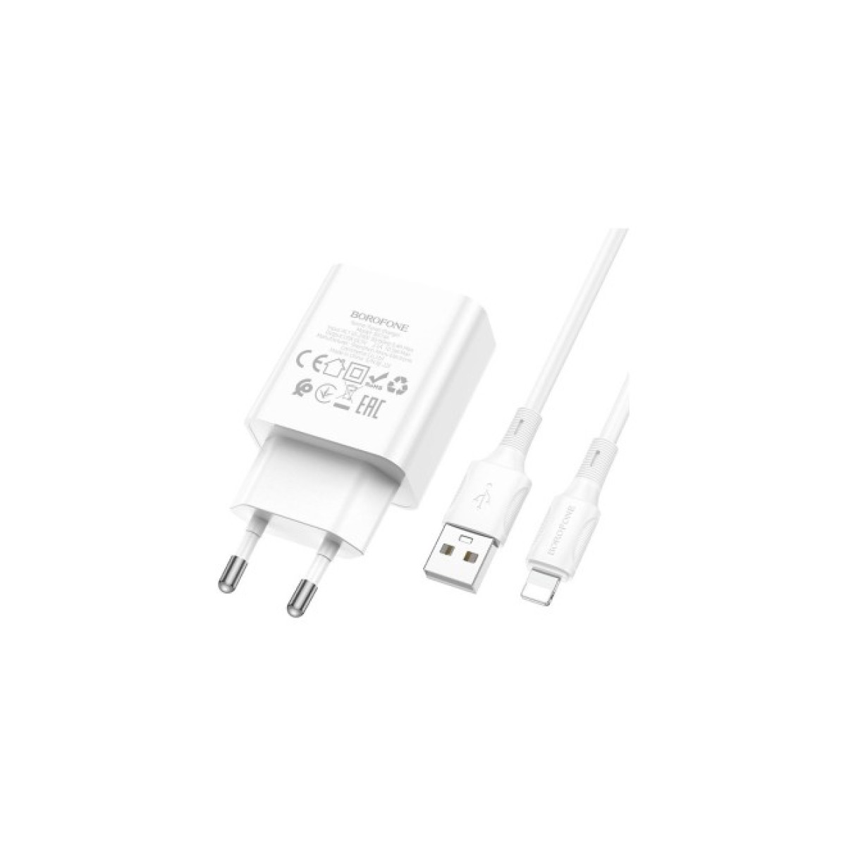 Зарядное устройство BOROFONE BA74A Aspirer single port charger set(iP) White (BA74ALW) 98_98.jpg - фото 2