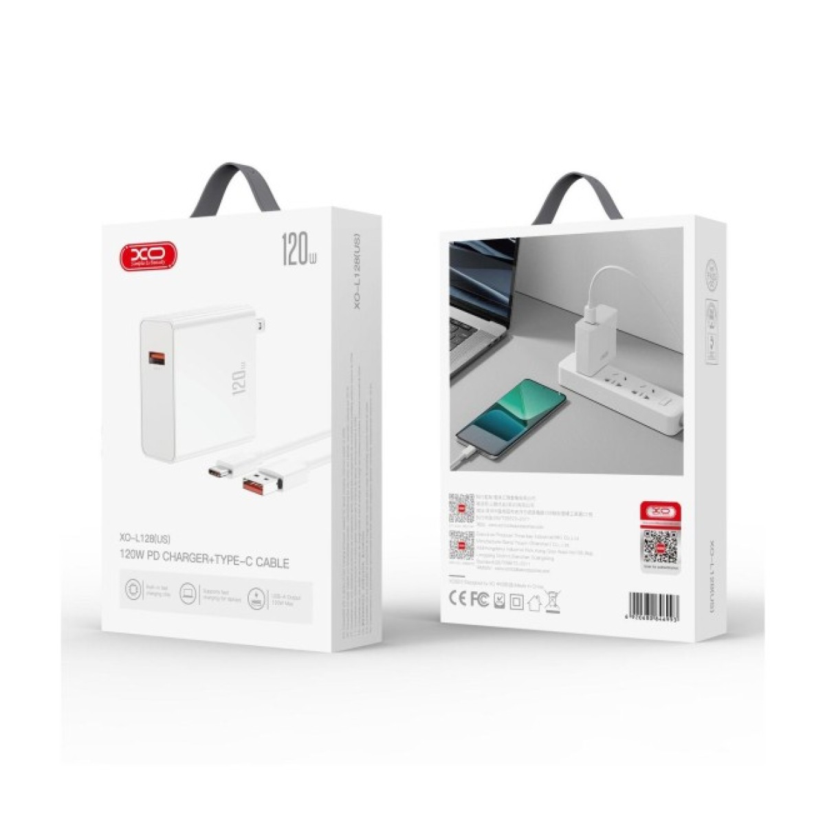 Зарядное устройство XO L128 120W with cable Type-C white (XO-L128-WH) 98_98.jpg - фото 3