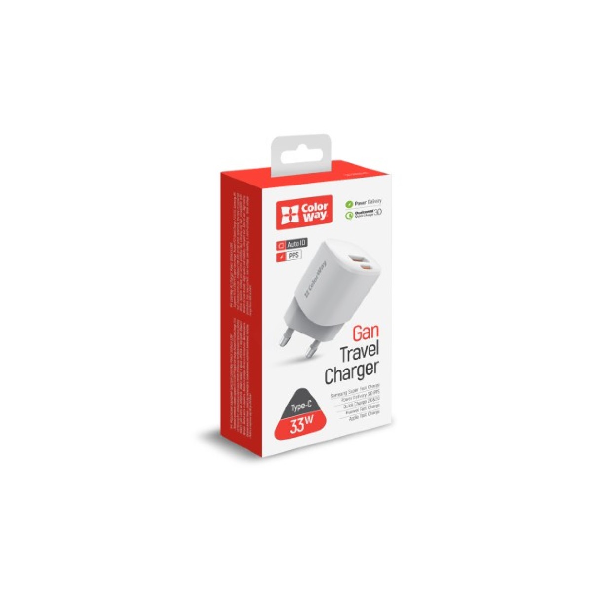 Зарядное устройство ColorWay GaN PD Port USB PPS (Type-C PD + USB QC3.0) (33W) white (CW-CHS043PD-WT) 98_98.jpg - фото 4