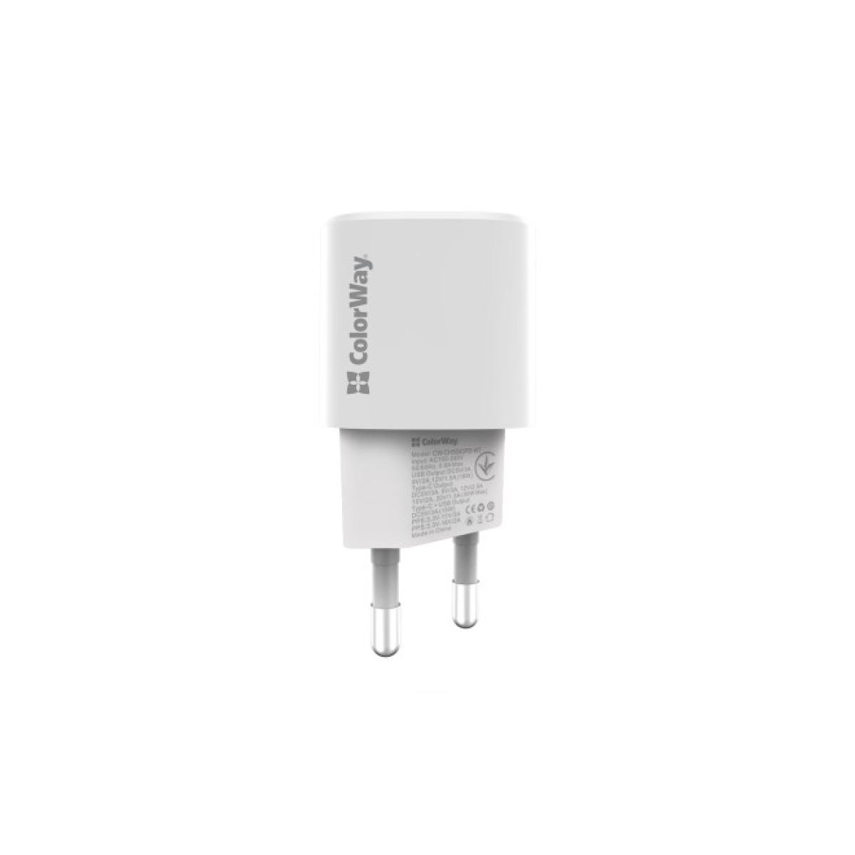 Зарядное устройство ColorWay GaN PD Port USB PPS (Type-C PD + USB QC3.0) (33W) white (CW-CHS043PD-WT) 98_98.jpg - фото 1