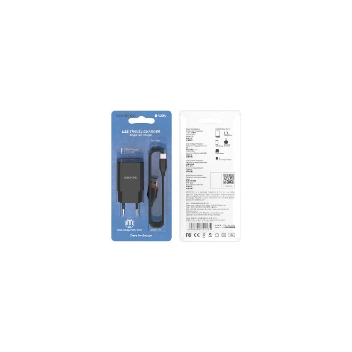 Зарядное устройство BOROFONE BA20A Sharp single port charger set (Micro) Black (BA20AMB) 98_98.jpg - фото 3