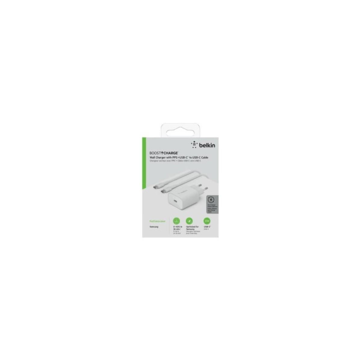 Зарядний пристрій Belkin USB-С 25W PD PPS + cable USB-C 1m (WCA004VF1MWH-B6) 98_98.jpg - фото 2