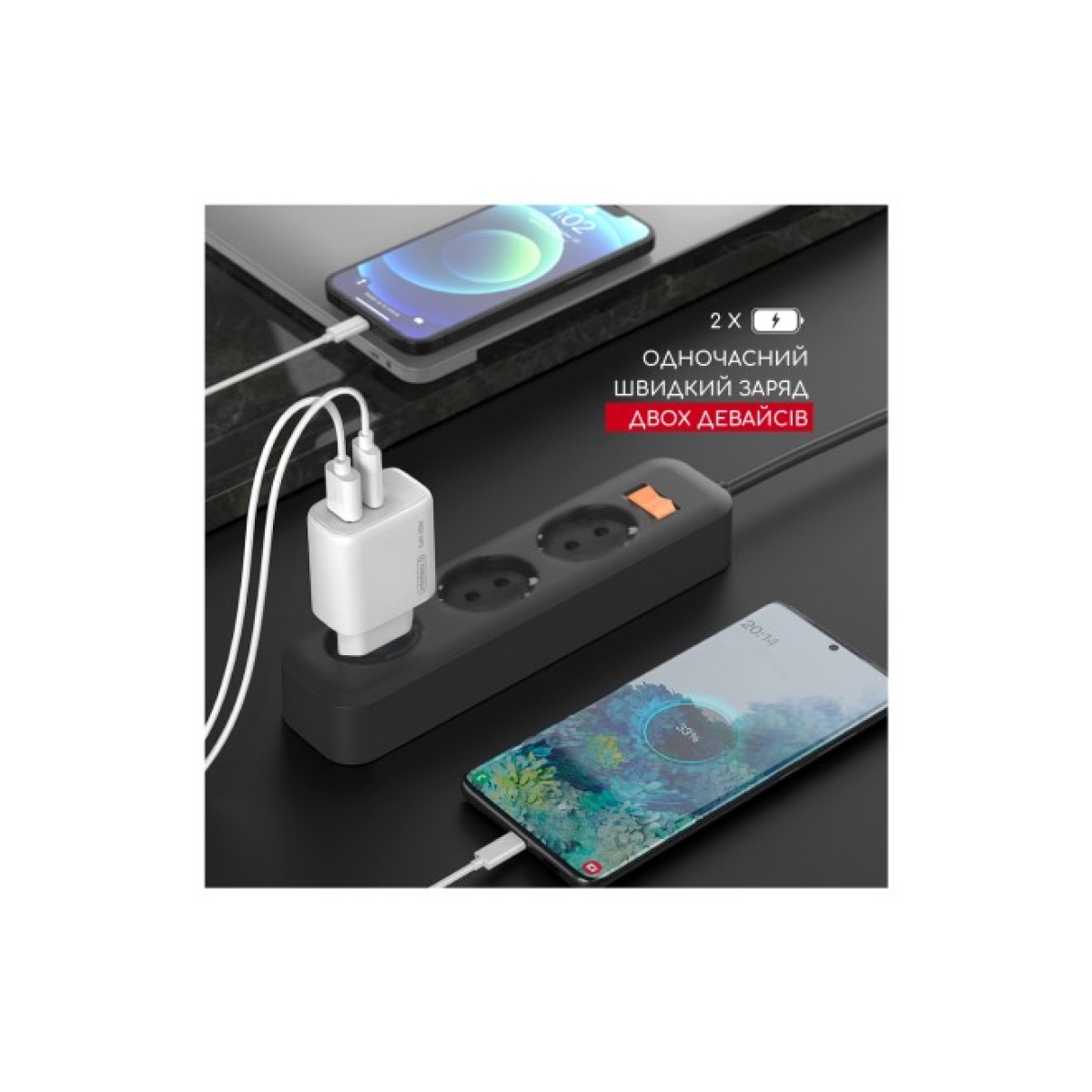 Зарядное устройство Intaleo 30W GAN USB-C PD+USB-A QC 3.0 white (1283126578274) 98_98.jpg - фото 3