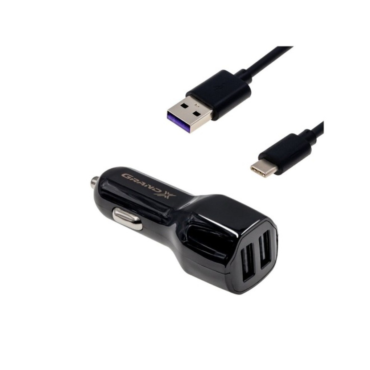 Зарядний пристрій Grand-X 2,1A, 12-24V, 2USB + cable USB -> TypeC, Cu, 1m (CH-26TC) 256_256.jpg