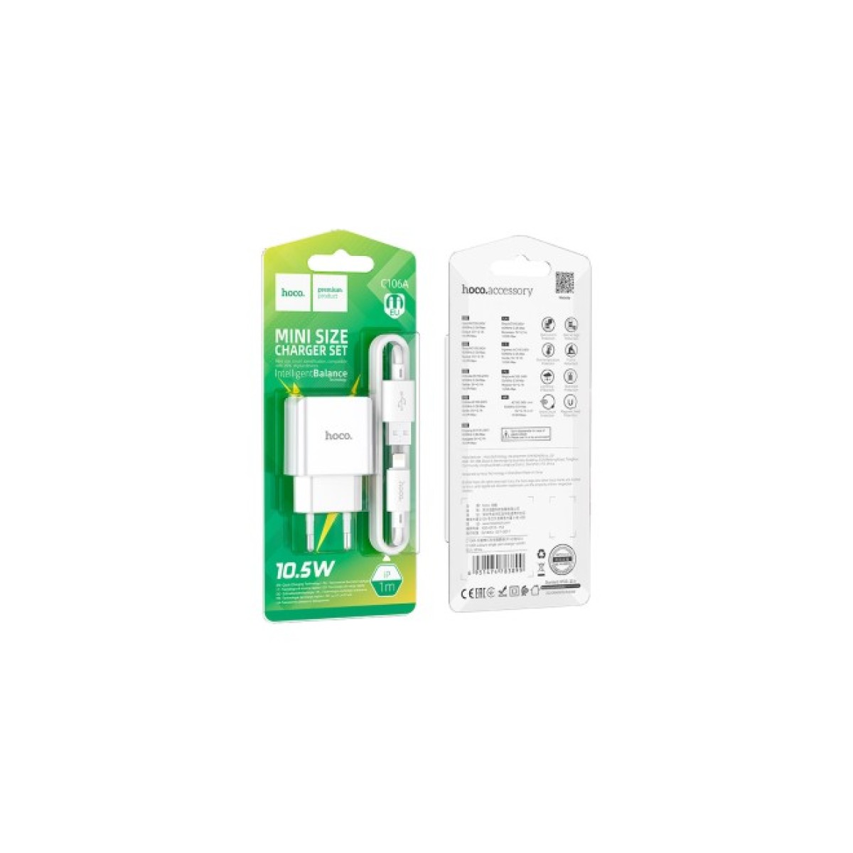 Зарядний пристрій HOCO C106A charger set(iP) White (6931474783899) 98_98.jpg - фото 3