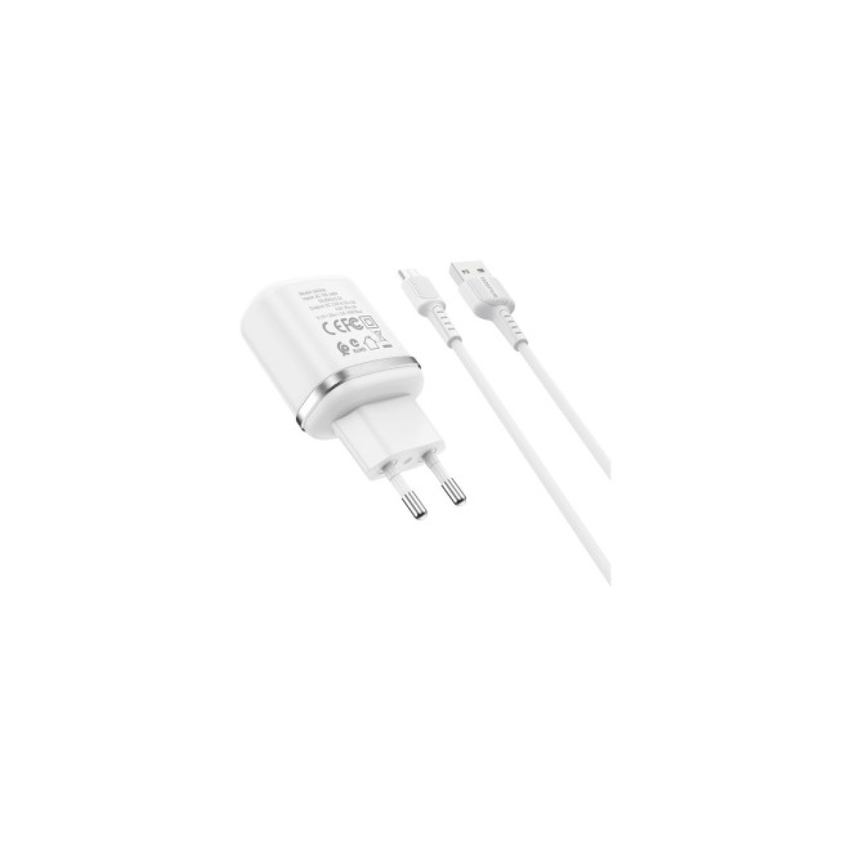 Зарядное устройство BOROFONE BA36A High speed single port QC3.0 charger set(Micro) White (BA36AMW) 98_98.jpg - фото 2