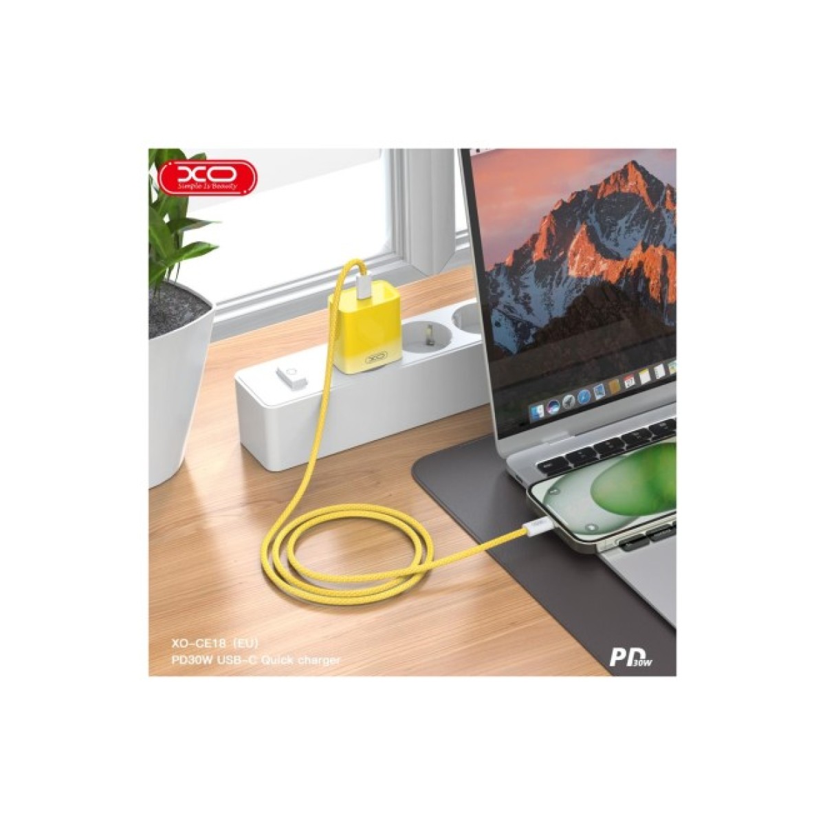 Зарядное устройство XO CE18 PD30W USB-C Yellow (XO-CE18-YEL) 98_98.jpg - фото 3