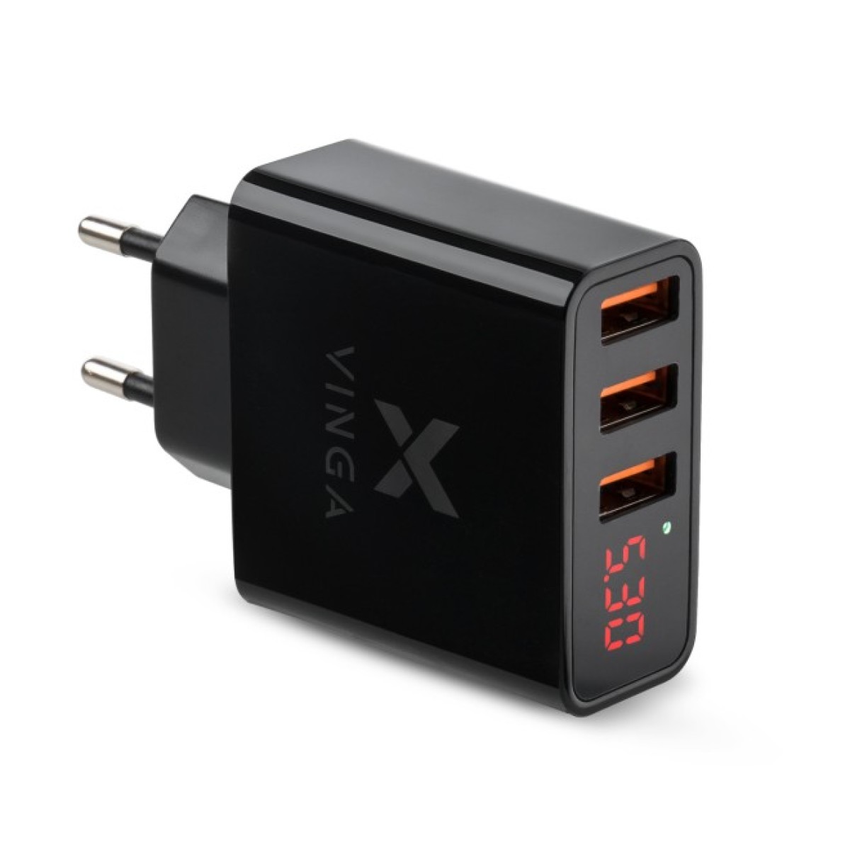 Зарядное устройство Vinga 3 Port Display Wall Charger 17W Max (VWCAAADBK) 256_256.jpg