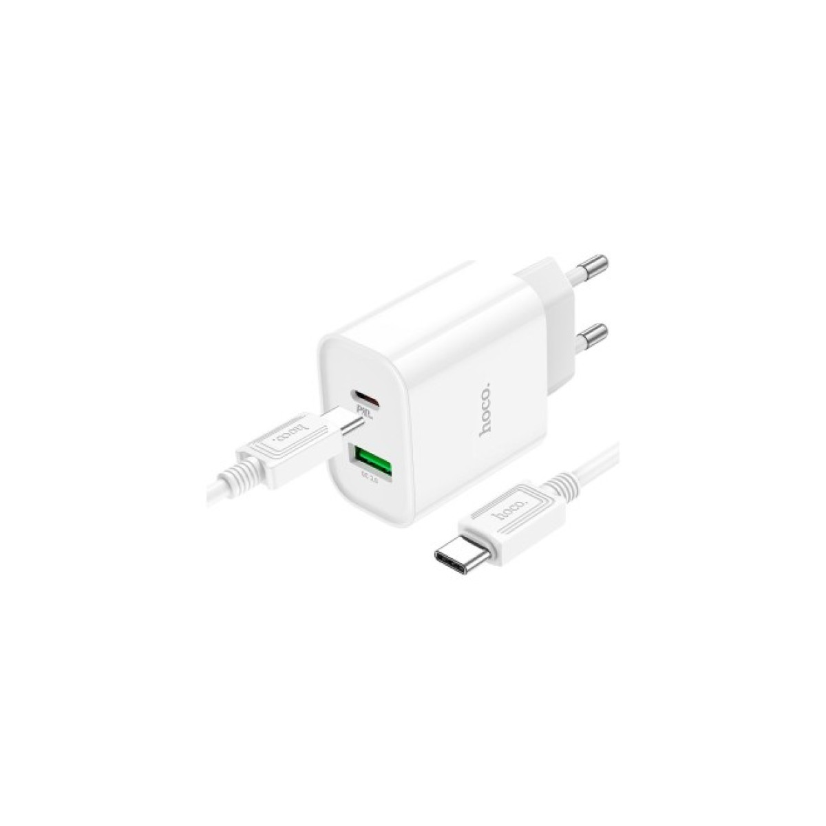 Зарядное устройство HOCO C80A Plus Rapido PD20W+QC3.0 charger set(C to C) White (6931474779908) 98_98.jpg - фото 6