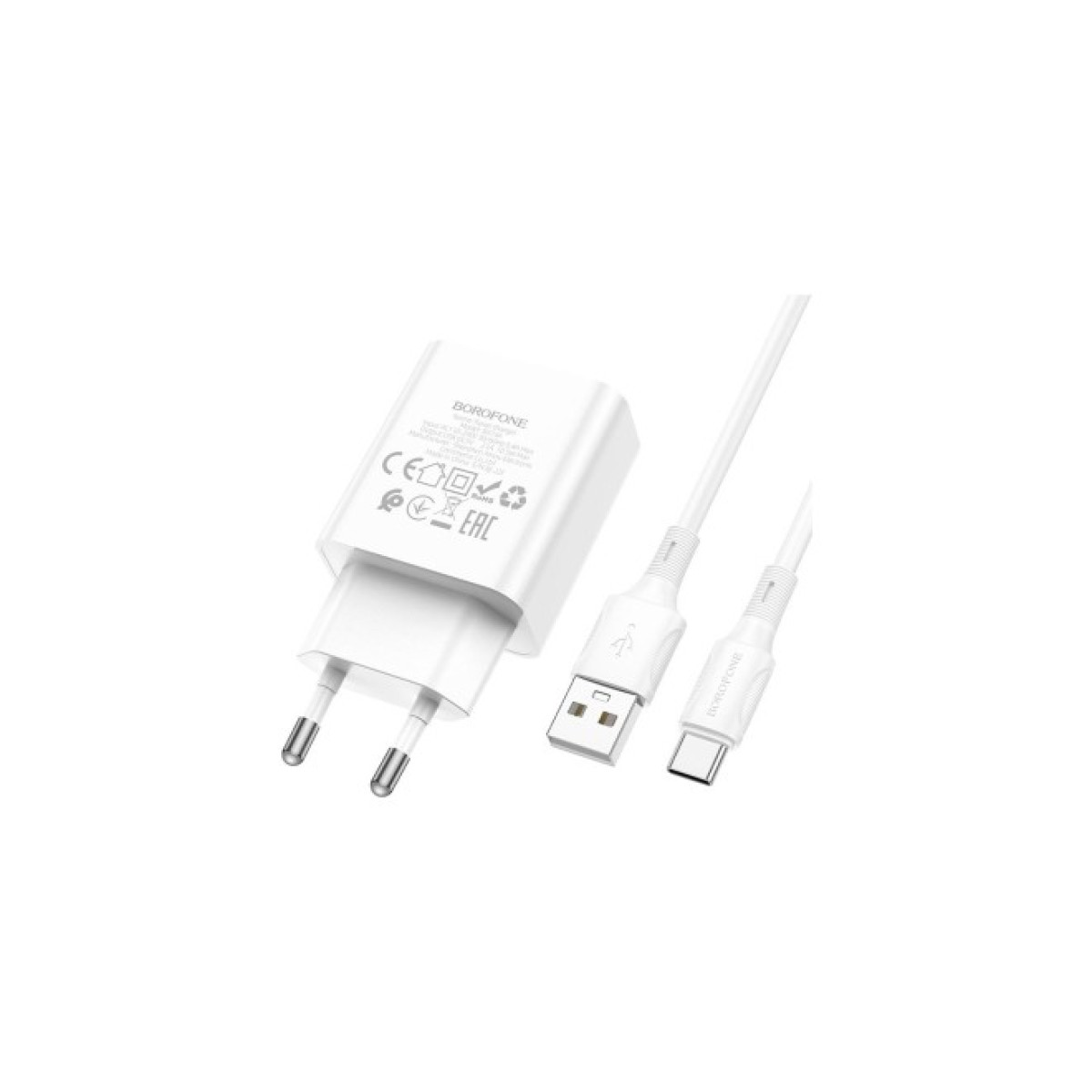 Зарядное устройство BOROFONE BA74A Aspirer single port charger set(Type-C) White (BA74ACW) 98_98.jpg - фото 2