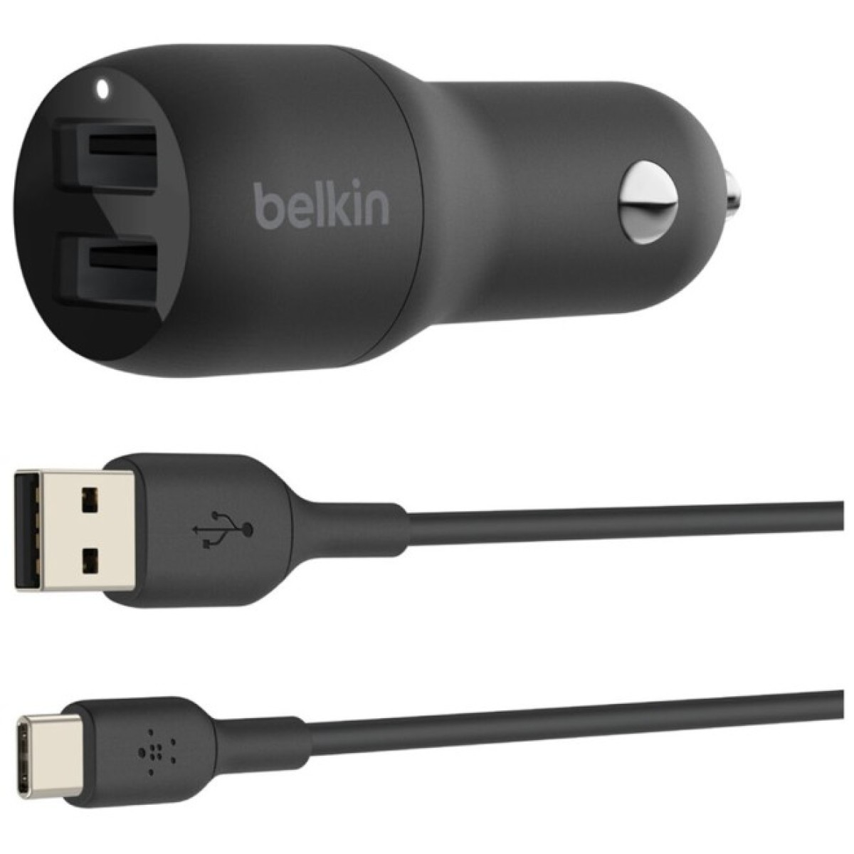 Зарядное устройство Belkin Car Charger (24W) Dual USB-A, USB-A - USB-C, 1m, black (CCE001BT1MBK) 98_98.jpg - фото 1