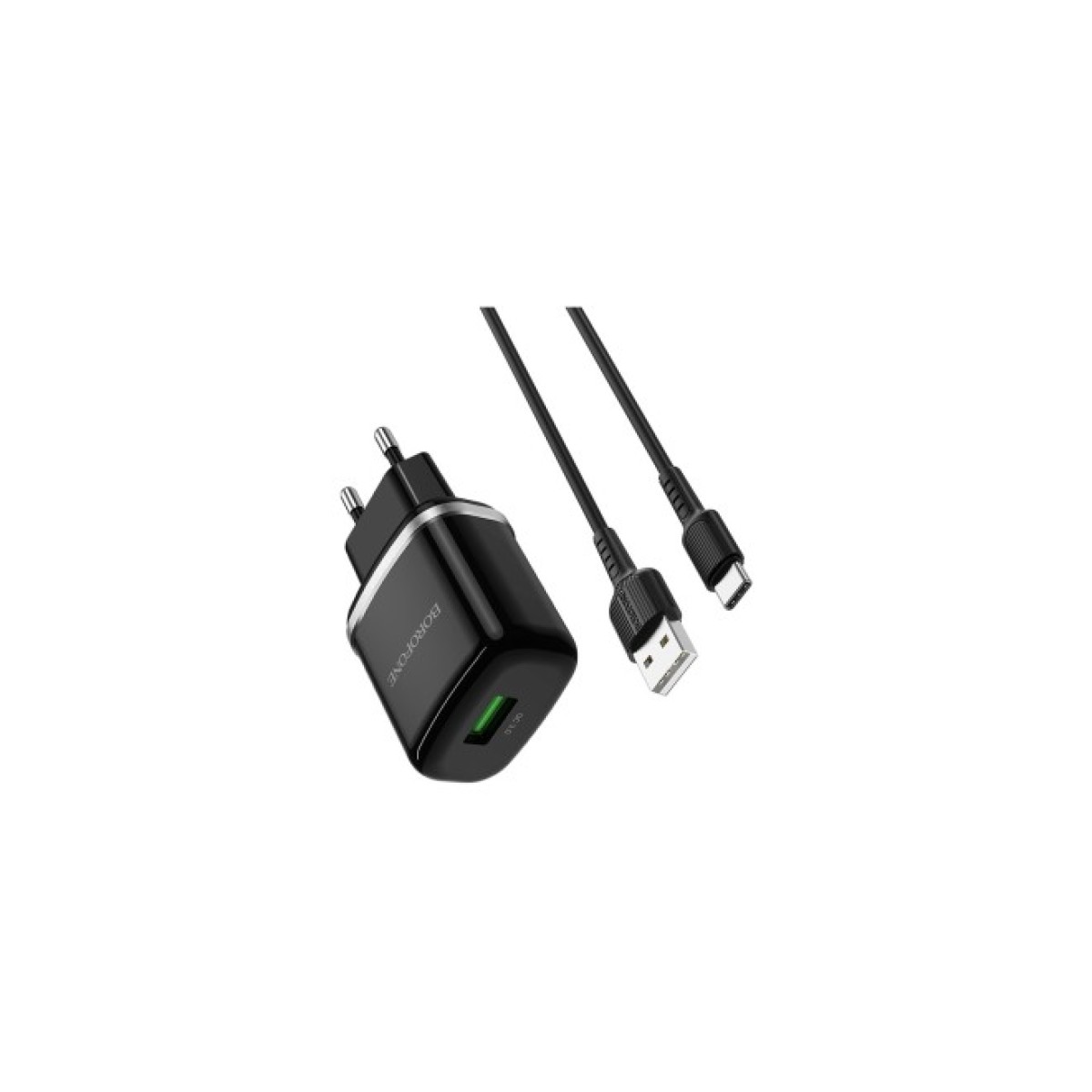 Зарядний пристрій BOROFONE BA36A High speed single port QC3.0 charger set(Type-C) Black (BA36ACB) 98_98.jpg - фото 5
