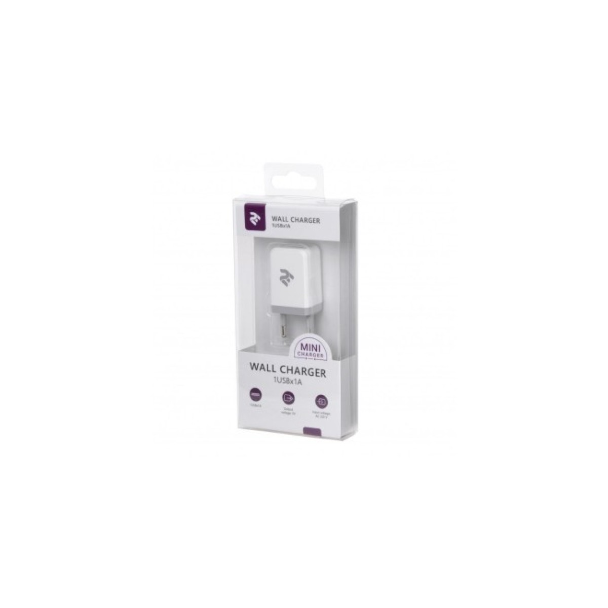 Зарядний пристрій 2E USB Wall Charger USB:DC5V/1A, white (2E-WC1USB1A-W) 98_98.jpg - фото 2