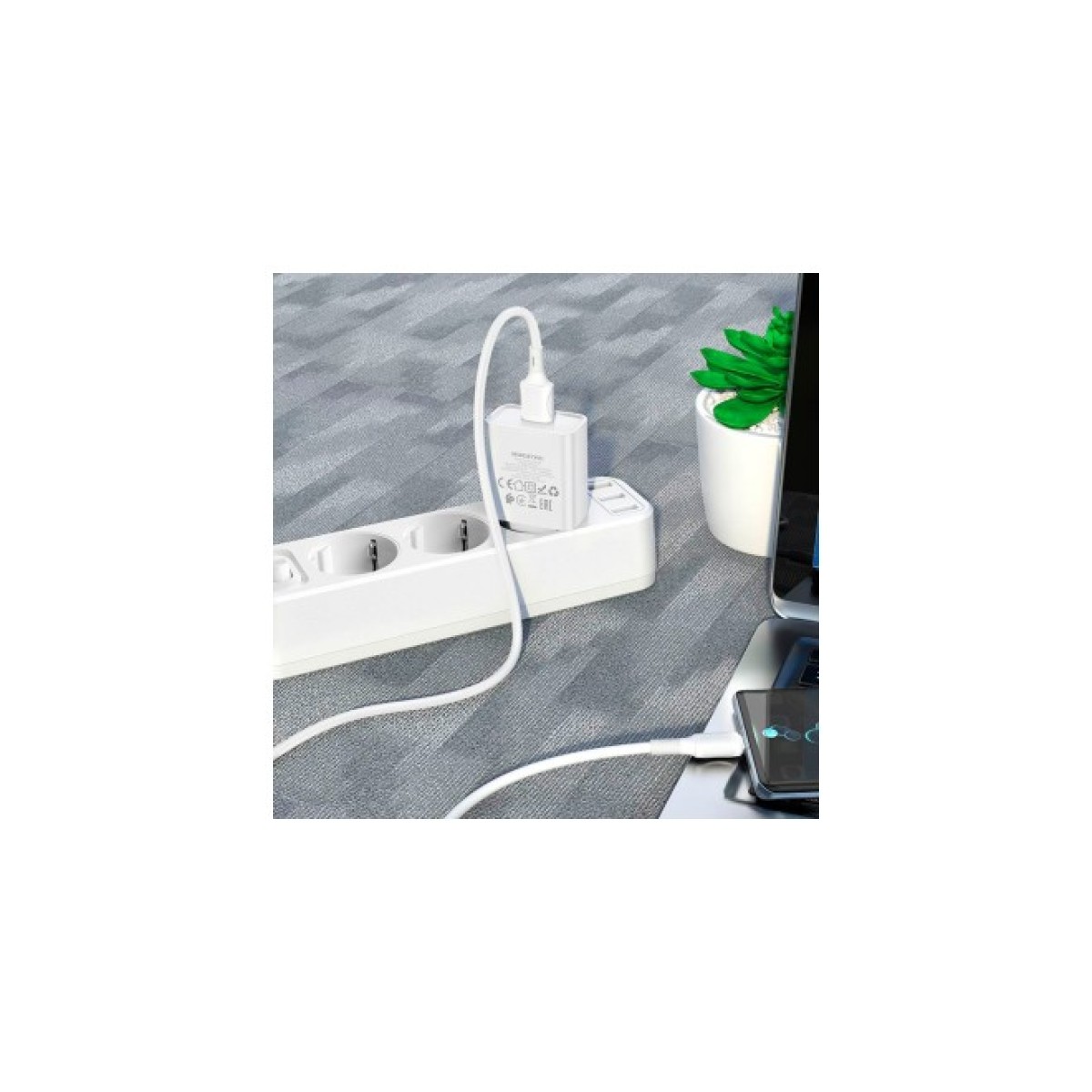 Зарядное устройство BOROFONE BA74A Aspirer single port charger set(Type-C) White (BA74ACW) 98_98.jpg - фото 4