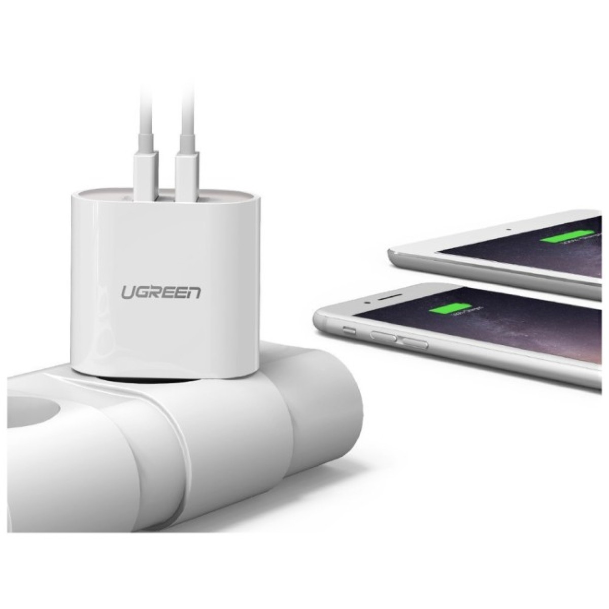 Зарядний пристрій Ugreen CD104 2xUSB 3.4A Charger (White) (20384) 98_98.jpg - фото 5