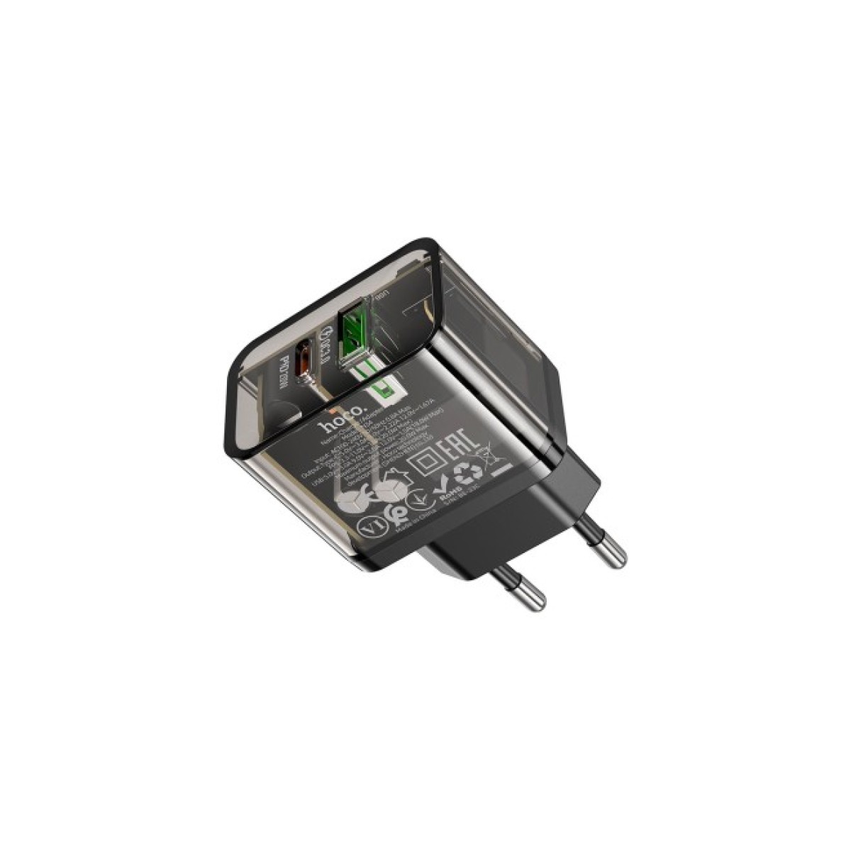 Зарядное устройство HOCO N34 Dazzling dual-port Black (6931474799166) 98_98.jpg - фото 5