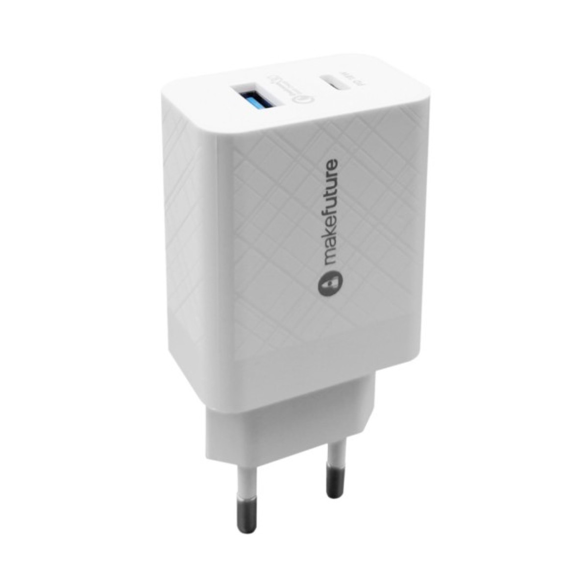 Зарядний пристрій MakeFuture 18W Type-C PD + USB QC3.0 White (MCW-32PWH) 256_256.jpg