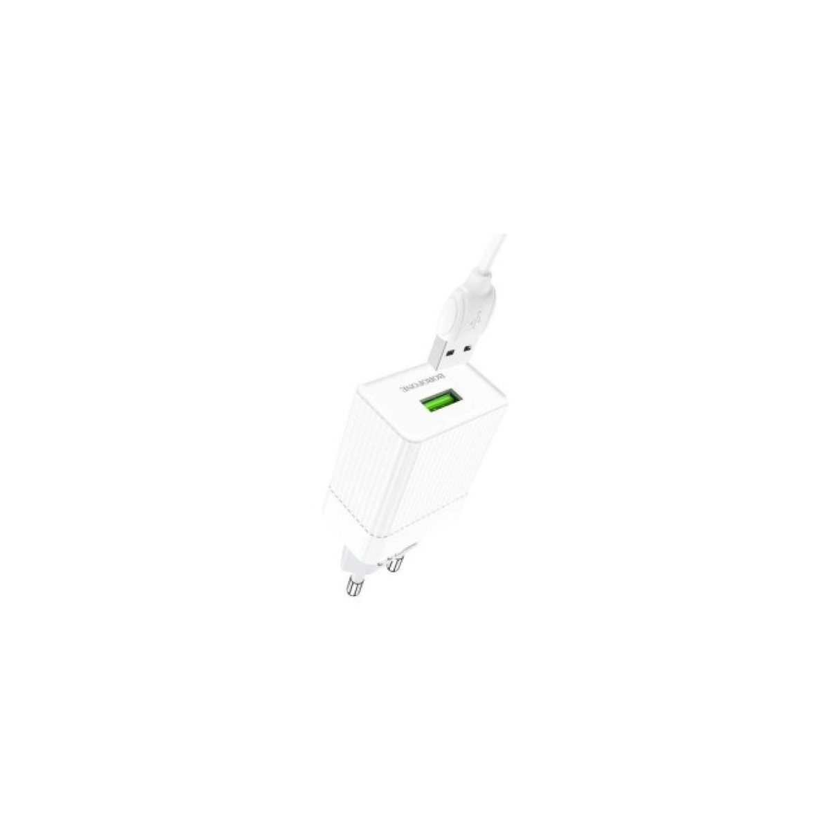 Зарядное устройство BOROFONE BA47A Mighty speed single port QC3.0 3A + Type-C cable White (BA47AMW) 98_98.jpg - фото 2