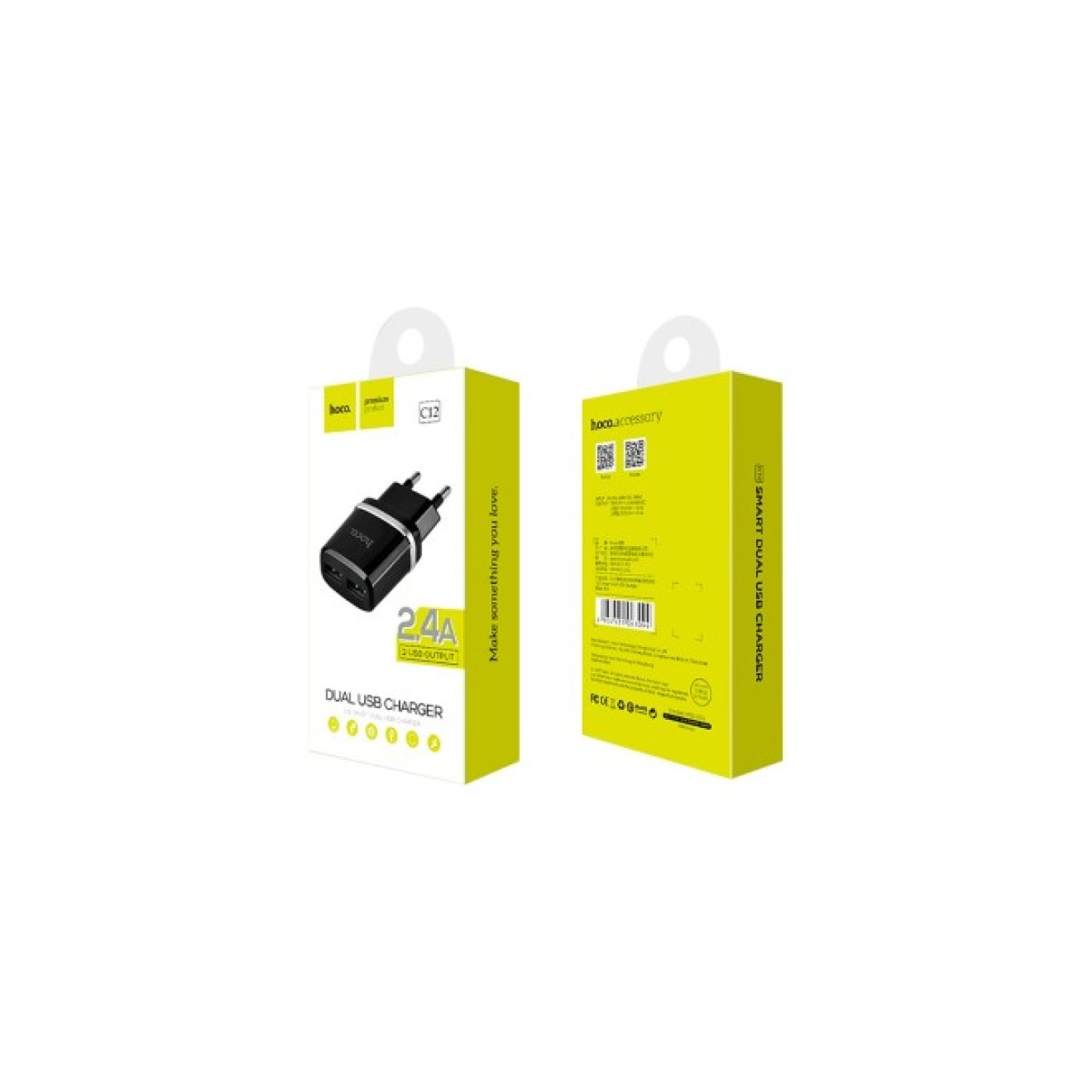 Зарядное устройство HOCO C12 Smart dual USB charger Black (6957531063094) 98_98.jpg - фото 5