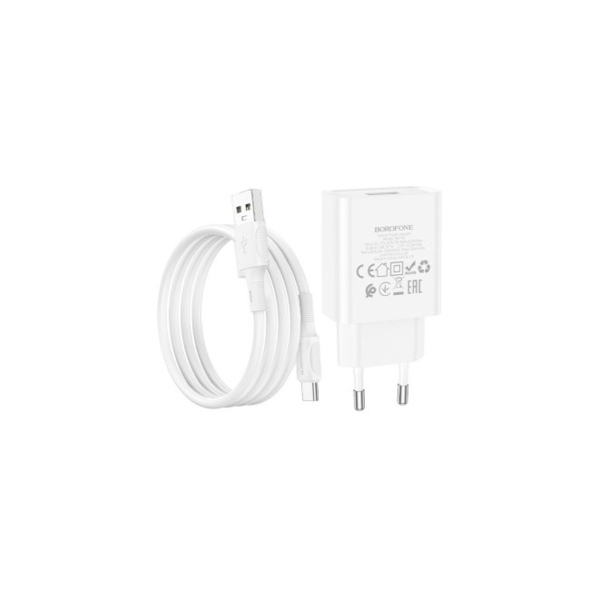 Зарядное устройство BOROFONE BA74A Aspirer single port charger set(Type-C) White (BA74ACW) 98_98.jpg - фото 1